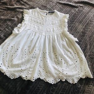 Zara Tops - Zara Embroidered Blouse white!! Zara Tops - Zara Embroidered Blouse white!!